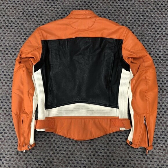 Harley Davidson Orange Rapid City leather Jacket​​​​​​​​ - Picture 3 of 6
